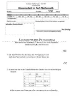 Vorschau - Stundenentwürfe - Klassenarbeit & Kompetenzraster Mathematik Pythagoras Kathetensatz Höhensatz - Seite 1