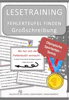 Vorschau - Fördermaterial/Inklusion - Olympia Spezial - Tennis: Fehlerteufel Lesekarten Großschreibung - Deckblatt