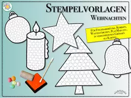 Vorschau - Arbeitsblätter - STEMPELVORLAGEN „WEIHNACHTEN“ (Zum Fingerstempeln, zum Stempeln mit Korken, Wattestäbchen, als PlayMais-Vorlagen) in diversen Größen, auch als Karten - Seite 1