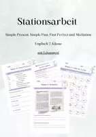Vorschau - Stationenlernen - Stationsarbeit Grammatik Englisch 7 Klasse - Deckblatt