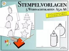 Vorschau - Arbeitsblätter - Weihnachtskarten "Stempelbilder WEIHNACHTEN" (Stempelvorlagen, Karten, Grußkarten) - Deckblatt