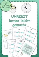 Vorschau - Arbeitsblätter - Uhrzeit lernen analog Ziffern zeichnen - Deckblatt