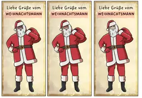 Vorschau - Mal- und Bastelvorlagen - Grußkarten Weihnachtsmann - Seite 1