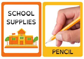 Vista previa - Juegos / Gamificación - School supplies flashcards - página 1