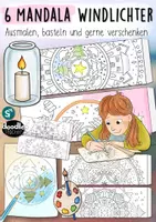 Vorschau - Mal- und Bastelvorlagen - 6 winterliche Mandala Windlichter / Winter Kreativzeit - Seite 1