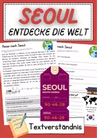 Vorschau - Arbeitsblätter - Seoul Lesespiel Textverständnis Leseförderung Klasse 5 Text mit Fragen - Deckblatt