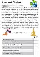 Vorschau - Arbeitsblätter - Thailand DaZ Textverständnis Klasse 7 Lesetext mit Fragen Deutsch - Seite 1