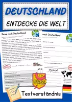 Vorschau - Arbeitsblätter - Deutschland DaZ Textverständnis Klasse 7 Lesetext mit Fragen Deutsch - Deckblatt