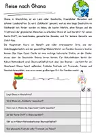 Vorschau - Arbeitsblätter - Ghana DaZ Textverständnis Klasse 7 Lesetext mit Fragen Deutsch - Seite 1