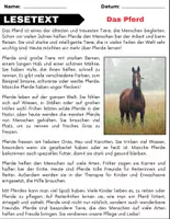 Vorschau - Spiele - Das Pferd: Leseverständnis und Kreuzworträtsel mit Lösungen - Seite 1