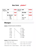 Vorschau - Arbeitsblätter - DaZ/DaF: A1 Das Verb "haben" Übungen - Deckblatt