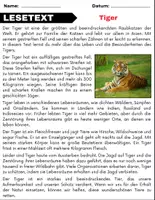 Vorschau - Spiele - Tiger: Leseverständnis und Kreuzworträtsel mit Lösungen - Seite 1