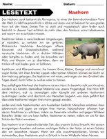 Vorschau - Arbeitsblätter - Nashorn: Leseverständnis und Kreuzworträtsel mit Lösungen - Seite 1