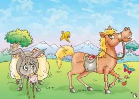 Vorschau - Stationenlernen - Pferd und Esel/Kamishibai/Erzähltheater/Fabel/Tafelbilder - Seite 2