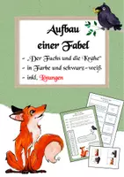 Vorschau - Arbeitsblätter - Aufbau einer Fabel - Am Beispiel: "Der Fuchs und die Krähe" - Deckblatt