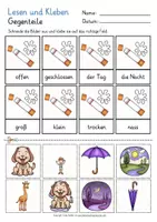 Vista previa - Hojas de trabajo - GEGENTEILE Lesen und Kleben Deutsch / Alemán - página 2