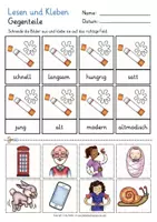 Vorschau - Arbeitsblätter - Deutsch Klasse 1 Lesen und Kleben Gegenteile Deutsch - Seite 3