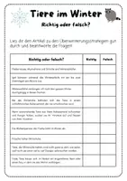 Vorschau - Arbeitsblätter - Tiere im Winter/Überwinterungsstrategien - Arbeitsblatt - Deckblatt