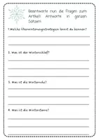 Vorschau - Arbeitsblätter - Tiere im Winter/Überwinterungsstrategien - Arbeitsblatt - Seite 1