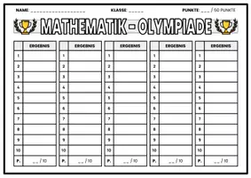 Vorschau - Test - Mathematik-Olympiade zum Kopfrechnen - Deckblatt