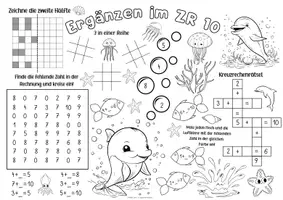 Vorschau - Arbeitsblätter - Materialpaket - Spiel- & Rätselmatten "Mathematik ZR 10" | Rechnen - Malen & Rätseln | Aufgaben für Schnelle | Ich bin fertig Aufgaben | Lückenfüller - Seite 2