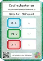 Vorschau - Stationenlernen - Kopfrechenkarten Kopfrechnen Subtraktion Minus - Deckblatt