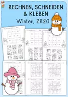 Vorschau - Arbeitsblätter - Schneemänner ZR20, Rechnen, schneiden, kleben, anmalen - Deckblatt