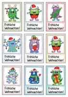 Vorschau - Mal- und Bastelvorlagen - Monster - Grüße Ferien / Feiertage / Weihnachten - Grußkarten Weihnachtsgrüße - Seite 2