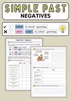Vorschau - Arbeitsblätter - Simple Past Negatives – Exercises & Explanations (inkl. Lösungen) - Deckblatt