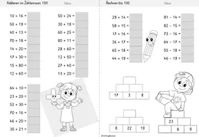 Vorschau - Stationenlernen - Rechnen im Zahlenraum 100 | addieren & subtrahieren | Zehnerübergang | Mathe Klasse 2 - Seite 2