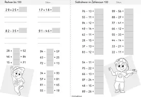 Vorschau - Stationenlernen - Rechnen im Zahlenraum 100 | addieren & subtrahieren | Zehnerübergang | Mathe Klasse 2 - Seite 3