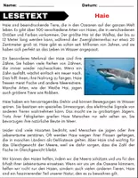 Vorschau - Spiele - Haie: Leseverständnis und Kreuzworträtsel mit Lösungen - Seite 1