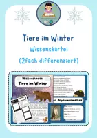 Vorschau - Arbeitsblätter - Tiere im Winter/Überwinterungsstrategien - Wissenskartei/Steckbrief - Deckblatt