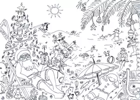 Vorschau - Poster - Erzählbild Wimmelbild Weihnachtsmann im Urlaub - Seite 3