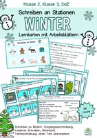 Vorschau - Unterrichtsreihen - Texte schreiben an Stationen im Winter, kreatives Schreiben, Aufsatz, Geschichten Klasse 2, 3, DaZ - Deckblatt