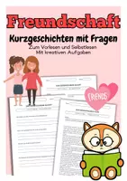 Vorschau - Arbeitsblätter - Freundschaft & Zusammenhalt Kurzgeschichten mit Fragen - Deckblatt