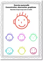 Aperçu - Feuilles d'exercices - Exercice maternelle : observation, concentration, graphisme - la TÊTE - Page de couverture