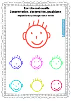 Aperçu - Feuilles d'exercices - Exercice maternelle : observation, concentration, graphisme - la TÊTE - Page 1