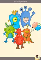 Vorschau - selbst erstellte Cliparts/Grafiken - 24 Monster in Farbe und Schwarz Weiß als Clipart Set im PNG-Format - Seite 1