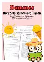 Vorschau - Arbeitsblätter - Sommer Kurzgeschichten mit Fragen - Deckblatt
