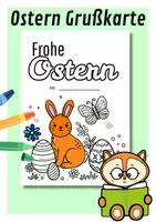 Vorschau - Mal- und Bastelvorlagen - Osterkarte Ostern Grußkarte Ausmalvorlage Deutsch - Deckblatt