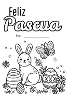 Vorschau - Mal- und Bastelvorlagen - Osterkarte Ostern Grußkarte Ausmalvorlage Spanisch - Seite 1