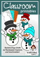Vorschau - Mal- und Bastelvorlagen - Schneemann basteln Winter Schnee Bastelvorlage - Deckblatt