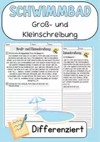 Vorschau - Arbeitsblätter - Schwimmbad Groß und Kleinschreibung Klasse 4 Abschreibetext Deutschübungen - Deckblatt