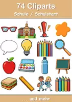 Vorschau - Mal- und Bastelvorlagen - Farbiges Clipartsset Thema Schule - Deckblatt