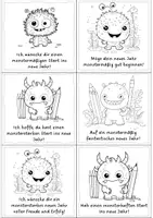 Vorschau - Mal- und Bastelvorlagen - Ausmalbilder Glückwünsche Neujahr (Monstermäßige Glückwünsche) #Silvesterknaller24 - Seite 1