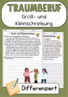 Vorschau - Arbeitsblätter - Traumberuf DaF Groß und Kleinschreibung Klasse 6 Übungen zur Rechtschreibund und Grammatik - Deckblatt