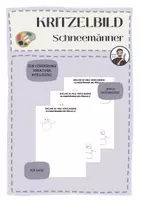 Vorschau - Arbeitsblätter - KUNST: Weitermalbild, Kritzelbild Schneemänner - Deckblatt