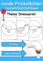 Vorschau - Arbeitsblätter - runde Prickelbilder / Fensterbilder Thema Dinosaurier - Grundschule - Bastelvorlagen - Deckblatt