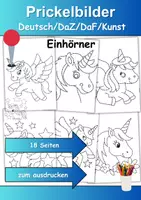 Vorschau - Arbeitsblätter - Prickelbilder / Fensterbilder Thema Einhörner - Grundschule - Bastelvorlagen - Deckblatt